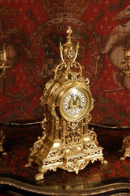 fig 3. Louis XVI Classical Brass Clock Set, French - Circa 1880.